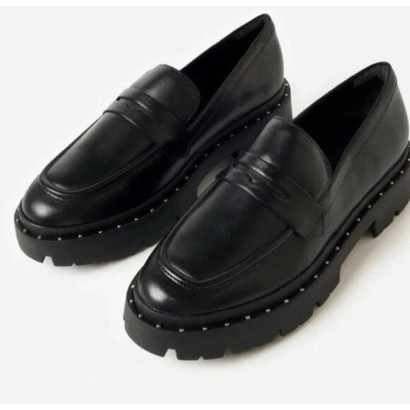 New Schutz Christie Studs Chunky Lug Soles Leather Penny Loafer Academia 6.5 - Picture 1 of 12